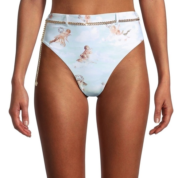 NWT weworewhat gold belted Emily cherub & clouds printed bottom size S - Picture 1 of 9